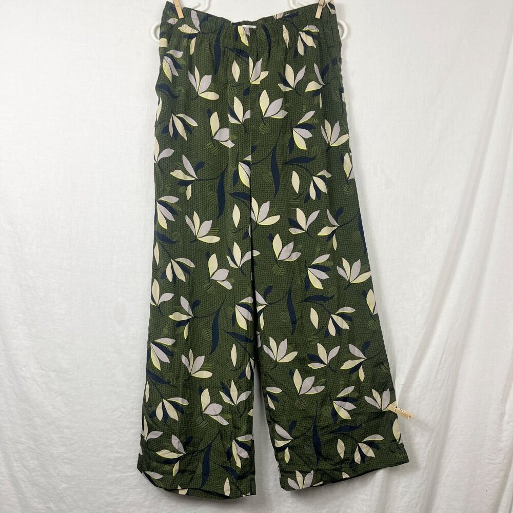 Lou & Grey Olive Green Wide Leg Floral Print Pants